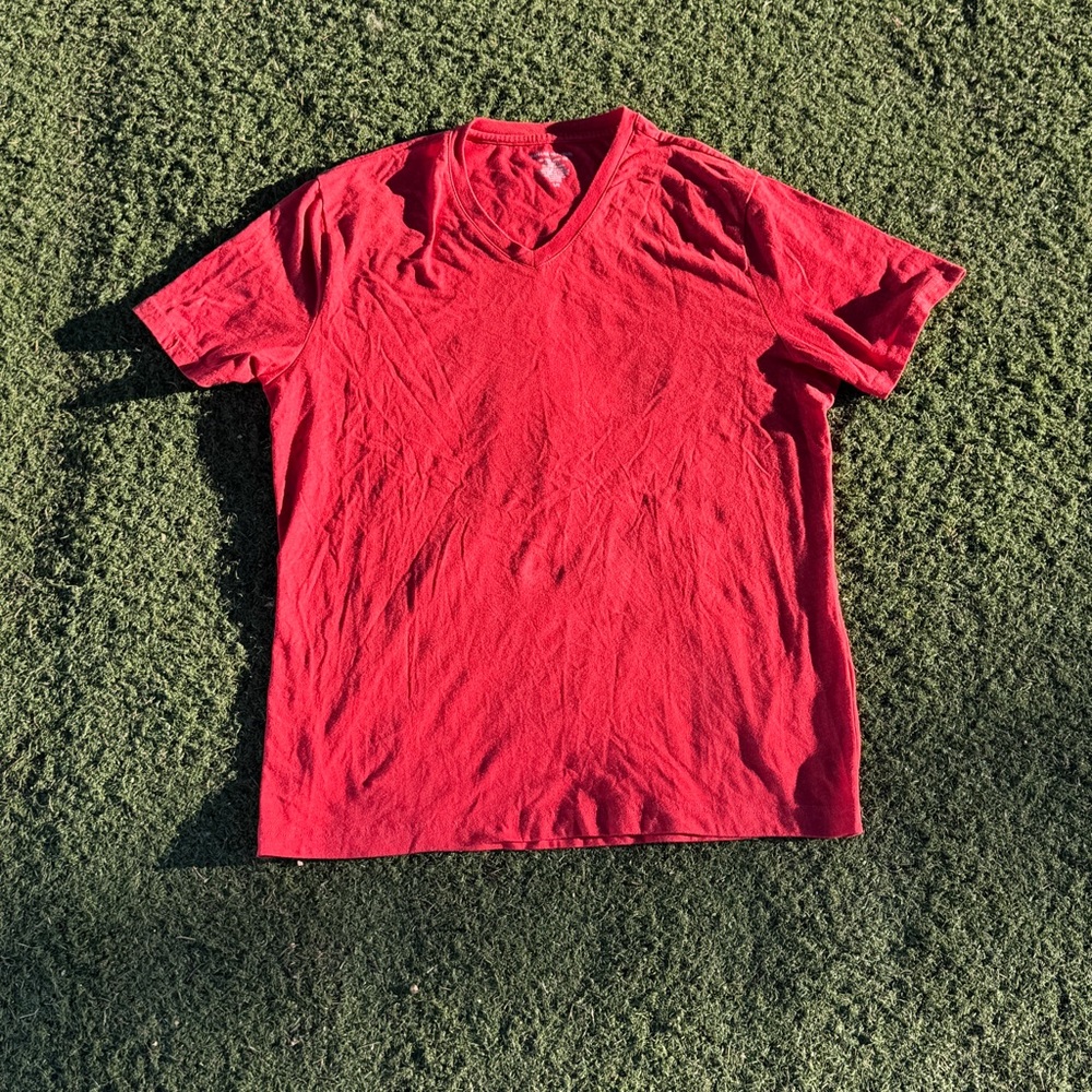 Unisex Banana Republic Vibrant Red V-Neck Tee